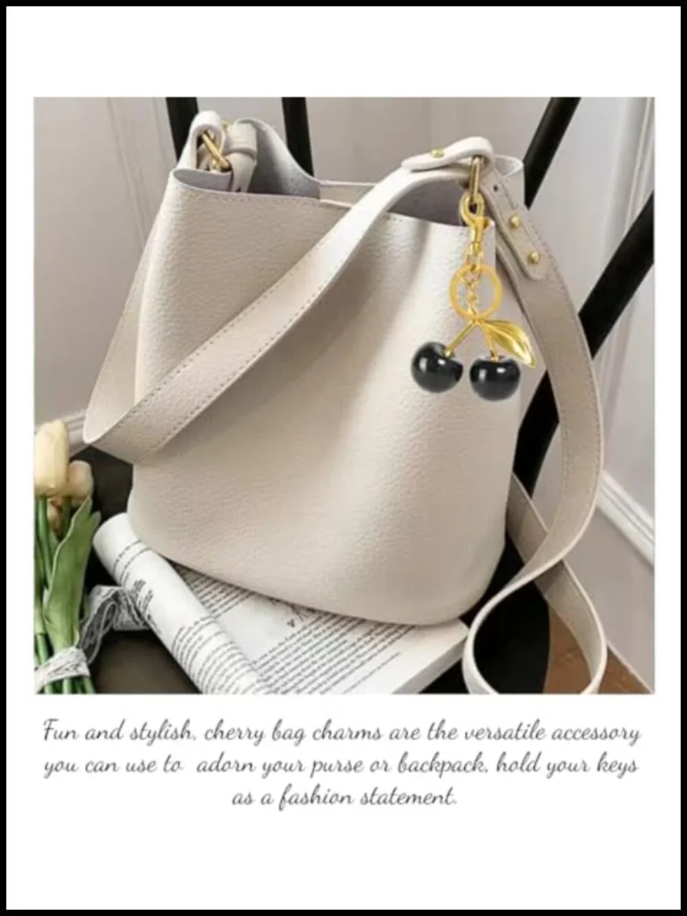Cherry Bag Charm Purse Chain Accessories with Keyring Clip